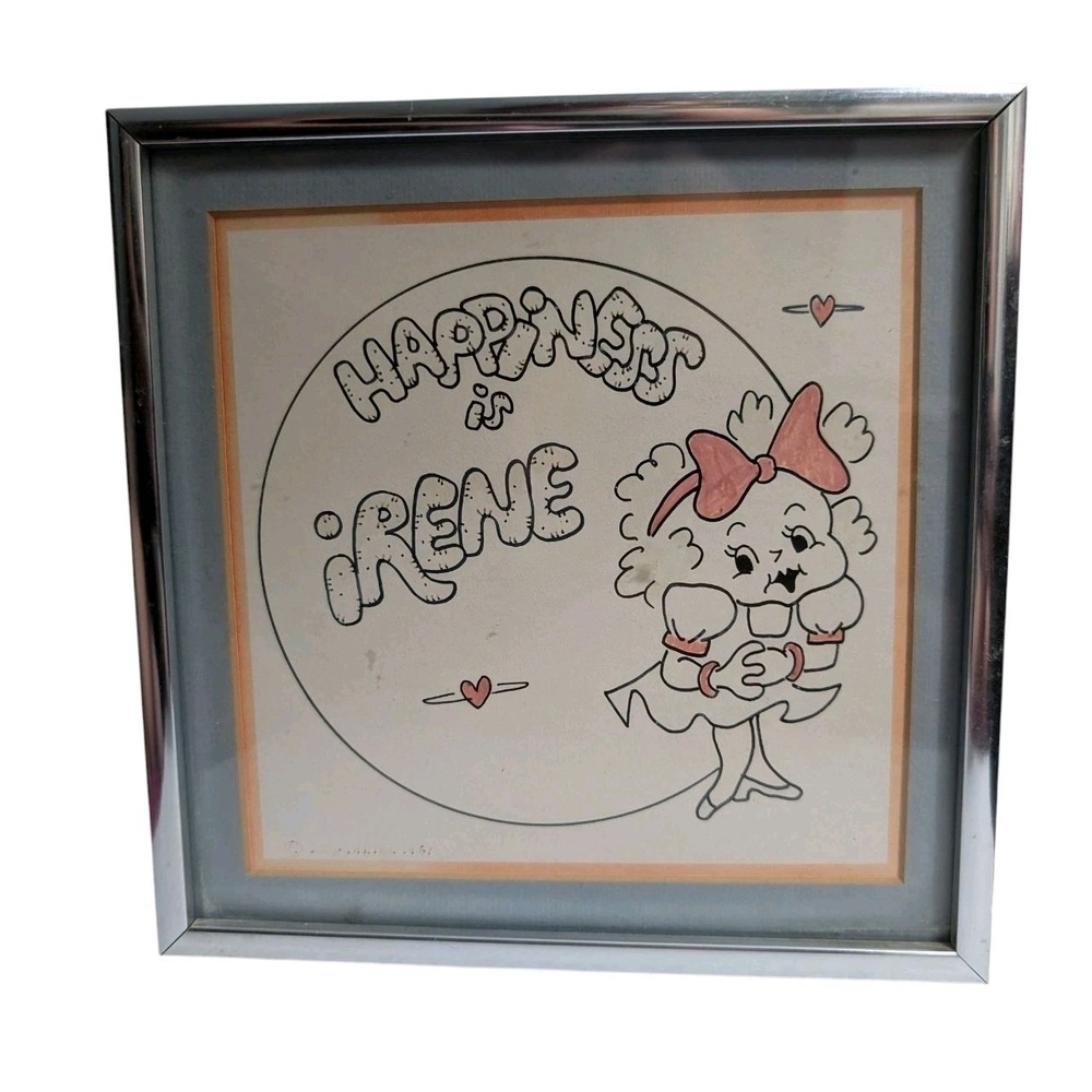 Vintage 1970s Pen And Ink Drawing Original "Irene" Matted Framed Signed 8" x 8"